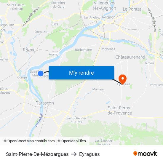 Saint-Pierre-De-Mézoargues to Eyragues map