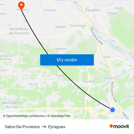 Salon-De-Provence to Eyragues map