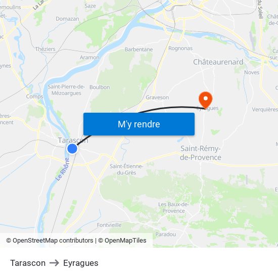 Tarascon to Eyragues map