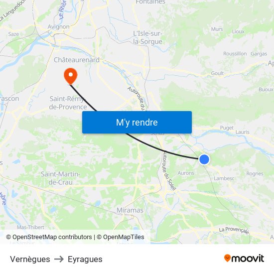Vernègues to Eyragues map