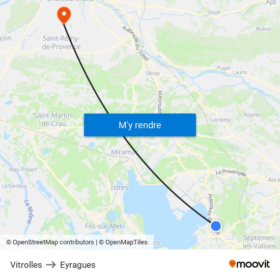 Vitrolles to Eyragues map