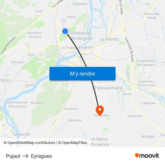 Pujaut to Eyragues map