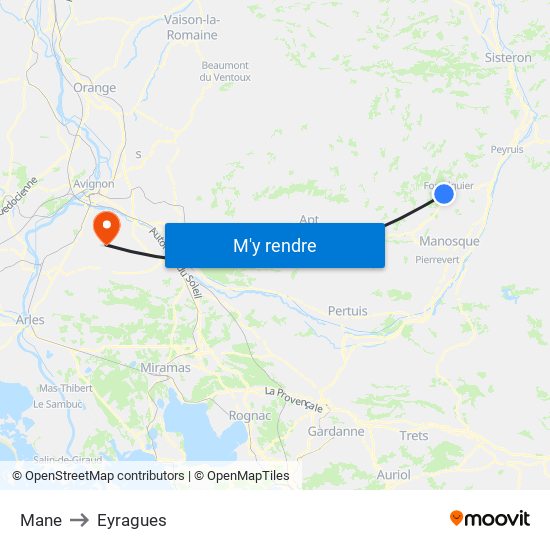 Mane to Eyragues map