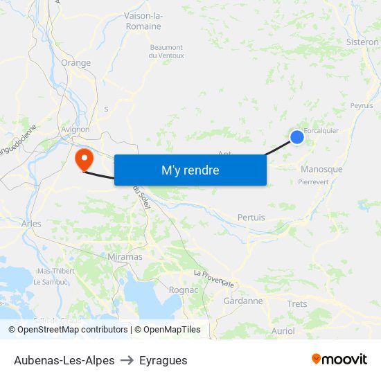 Aubenas-Les-Alpes to Eyragues map