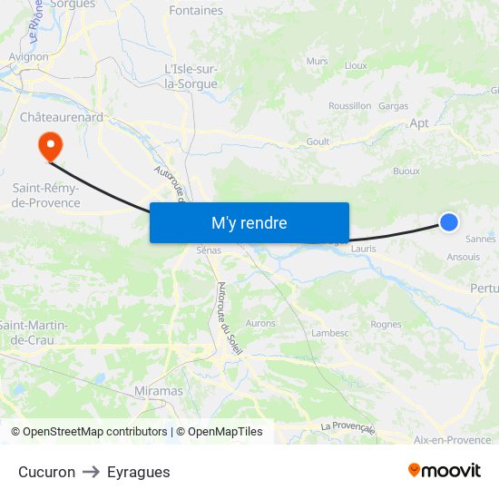 Cucuron to Eyragues map