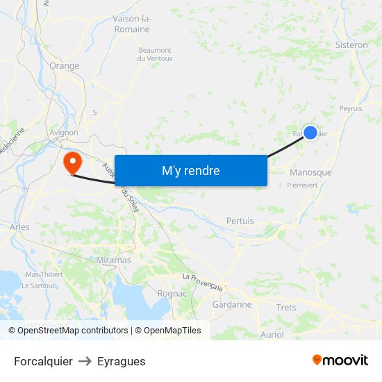 Forcalquier to Eyragues map