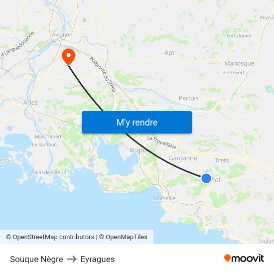 Souque Nègre to Eyragues map