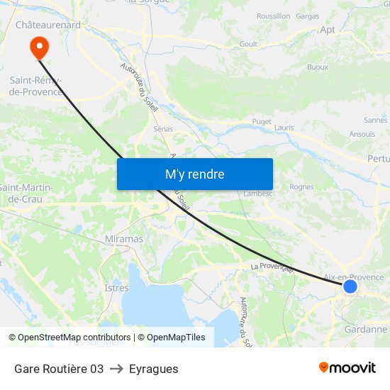 Gare Routière 03 to Eyragues map