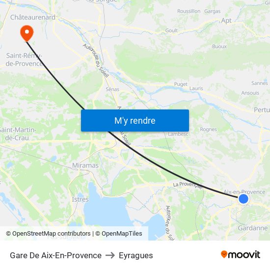 Gare De Aix-En-Provence to Eyragues map