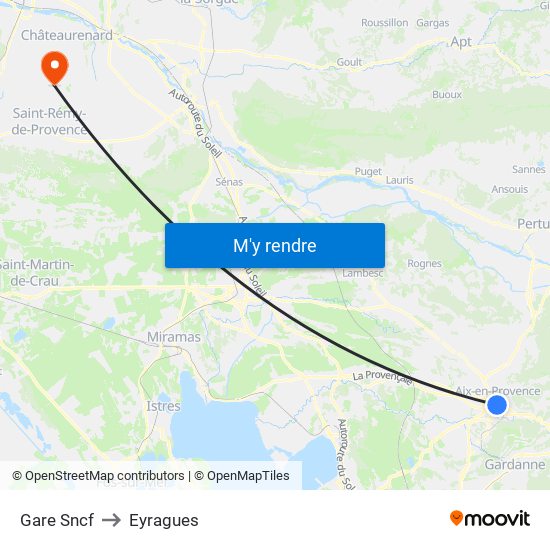 Gare Sncf to Eyragues map