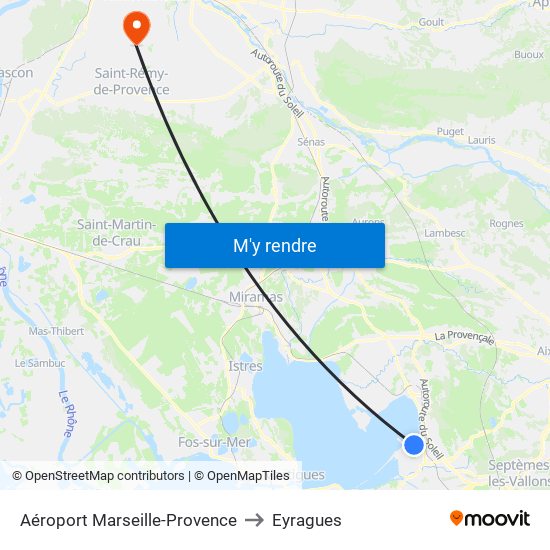 Aéroport Marseille-Provence to Eyragues map