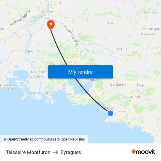 Teisseire Montfuron to Eyragues map