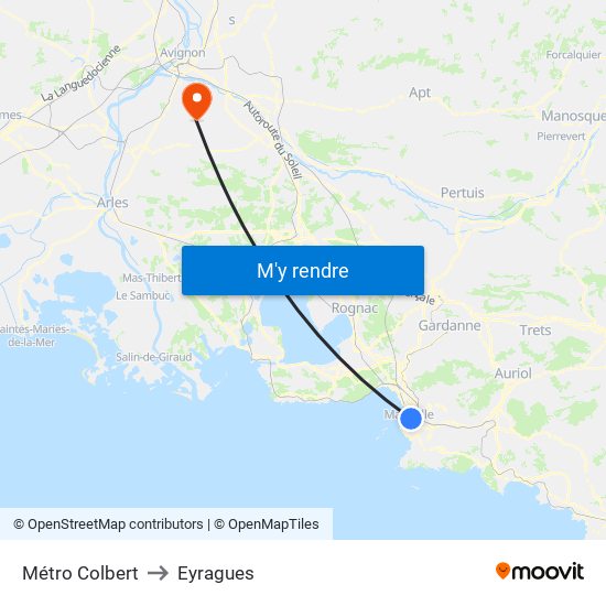 Métro Colbert to Eyragues map
