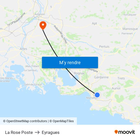 La Rose Poste to Eyragues map