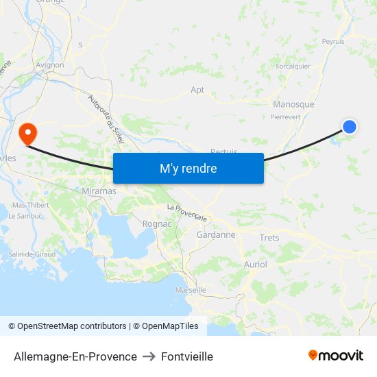 Allemagne-En-Provence to Fontvieille map