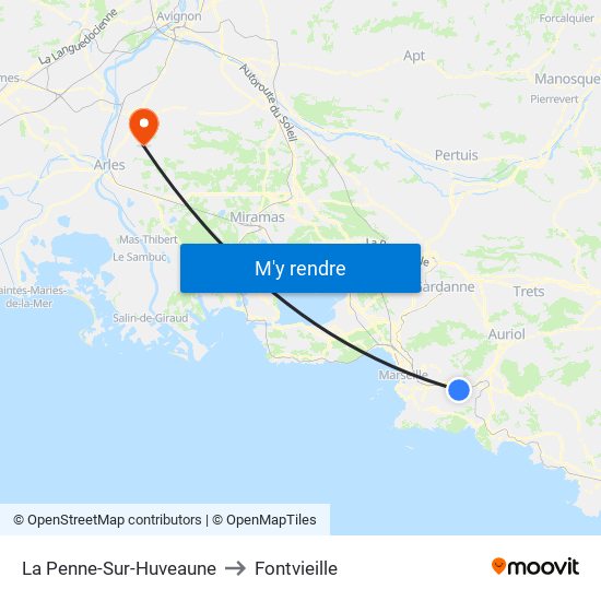 La Penne-Sur-Huveaune to Fontvieille map