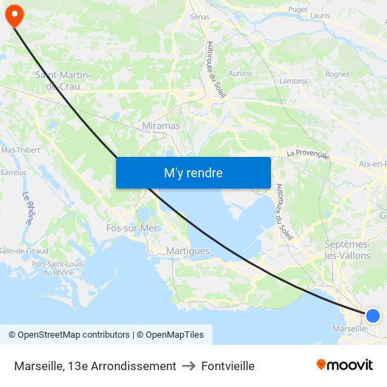 Marseille, 13e Arrondissement to Fontvieille map