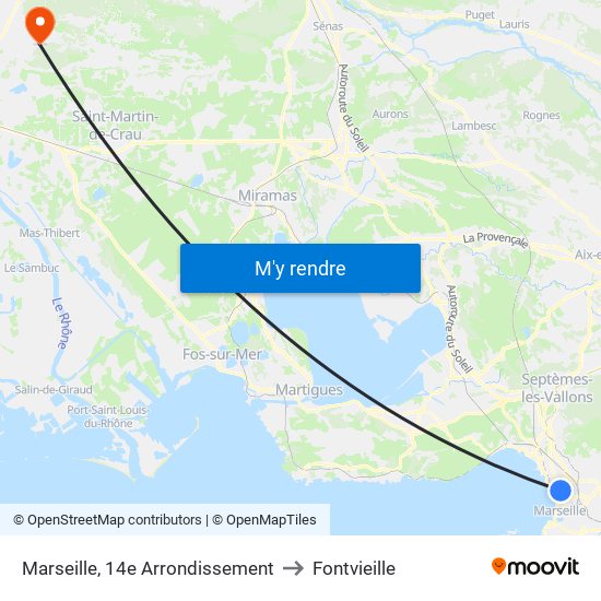 Marseille, 14e Arrondissement to Fontvieille map