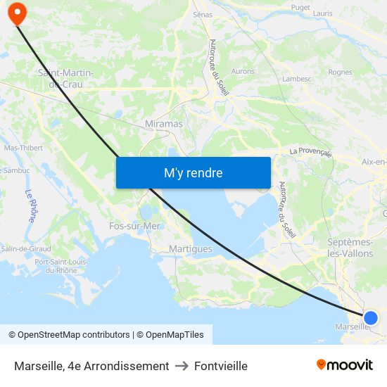 Marseille, 4e Arrondissement to Fontvieille map