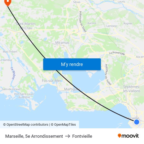 Marseille, 5e Arrondissement to Fontvieille map