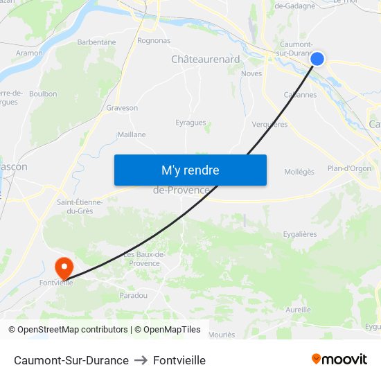 Caumont-Sur-Durance to Fontvieille map