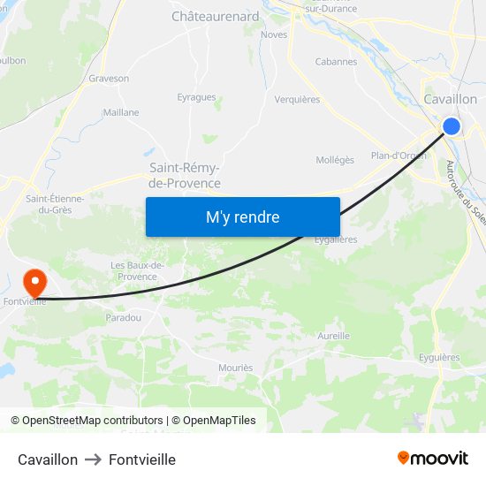 Cavaillon to Fontvieille map