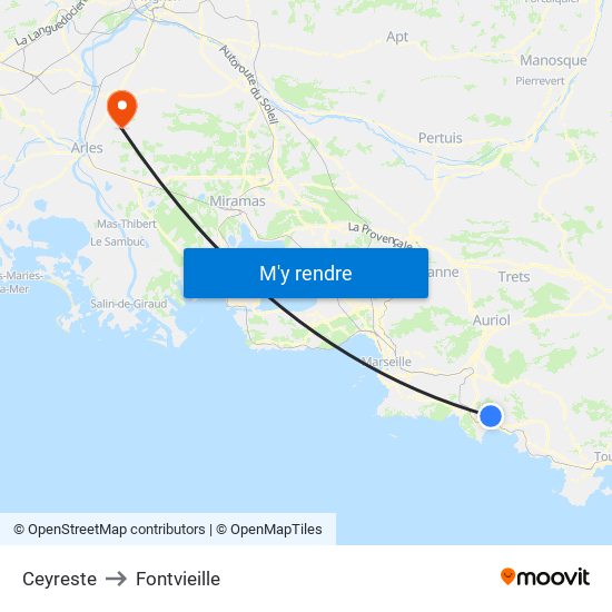 Ceyreste to Fontvieille map