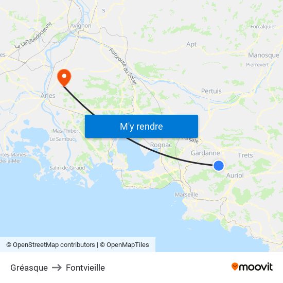 Gréasque to Fontvieille map