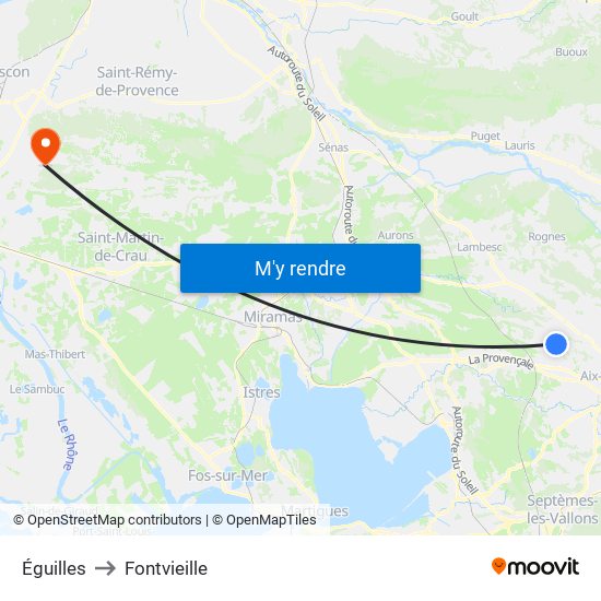 Éguilles to Fontvieille map