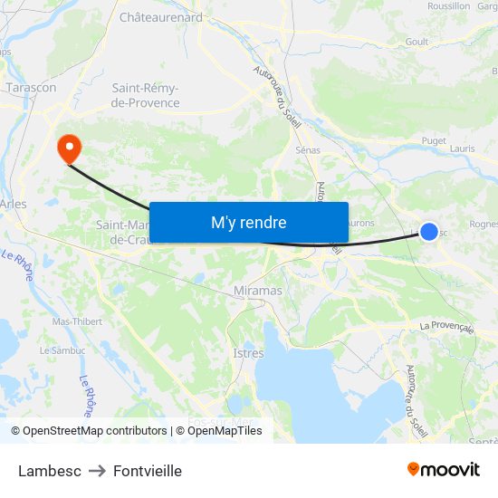 Lambesc to Fontvieille map