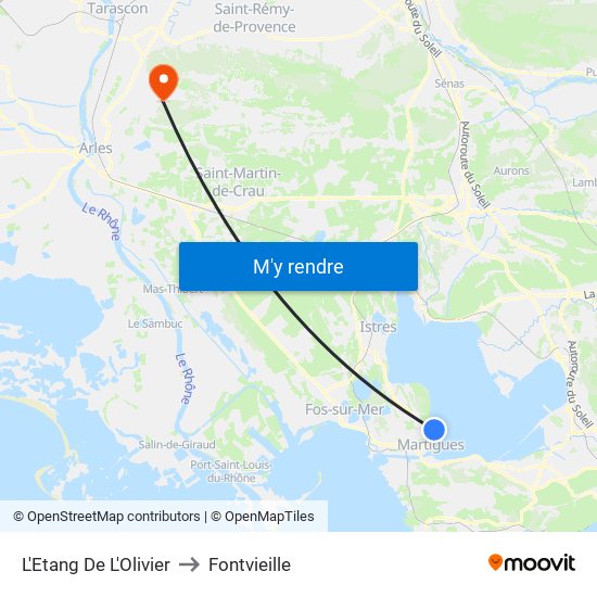 L'Etang De L'Olivier to Fontvieille map