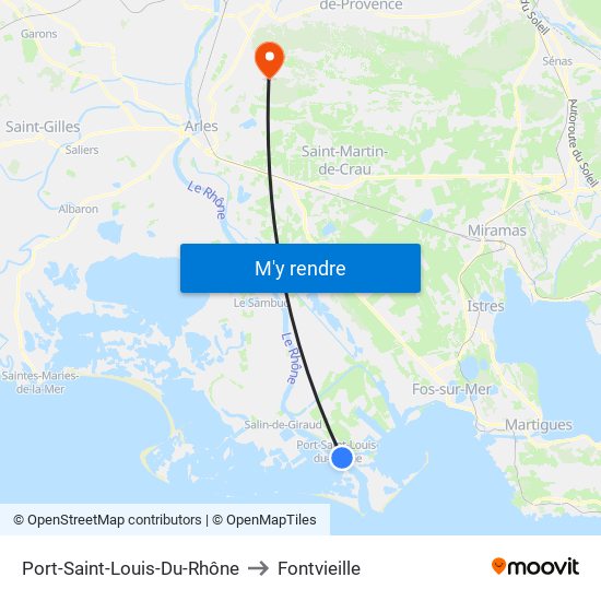 Port-Saint-Louis-Du-Rhône to Fontvieille map