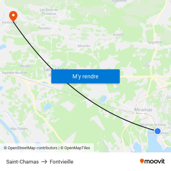 Saint-Chamas to Fontvieille map