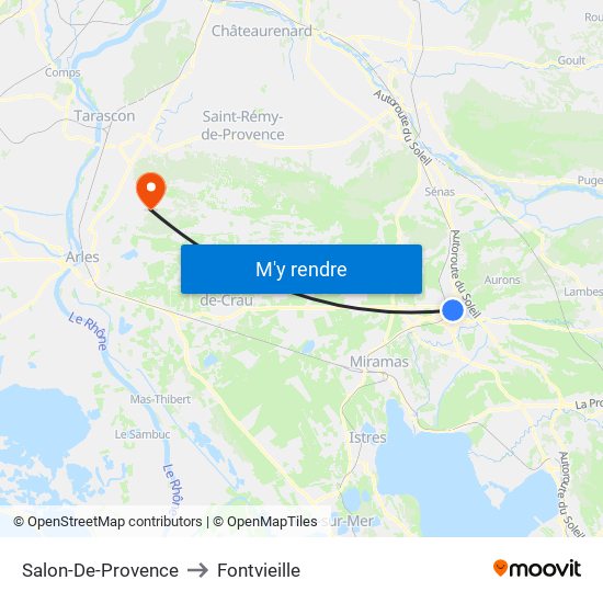 Salon-De-Provence to Fontvieille map