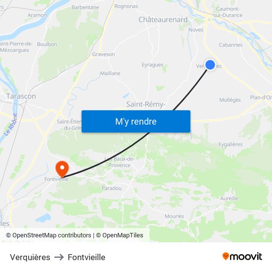 Verquières to Fontvieille map