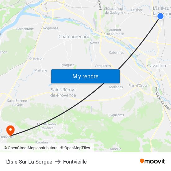 L'Isle-Sur-La-Sorgue to Fontvieille map