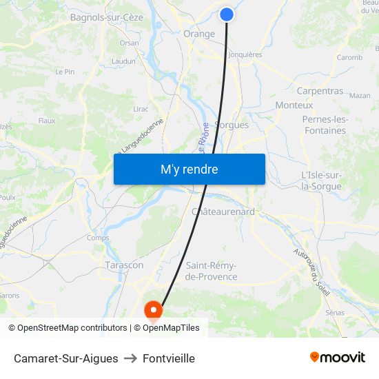 Camaret-Sur-Aigues to Fontvieille map