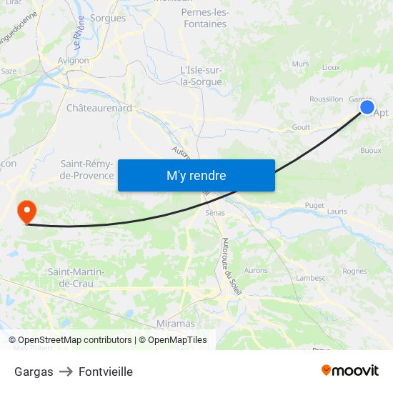 Gargas to Fontvieille map