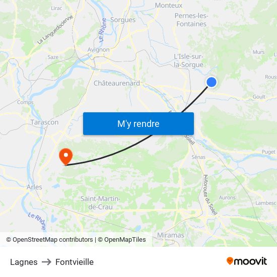 Lagnes to Fontvieille map