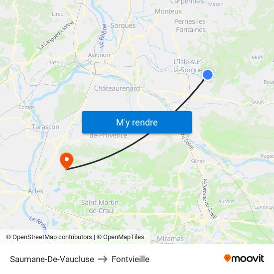 Saumane-De-Vaucluse to Fontvieille map