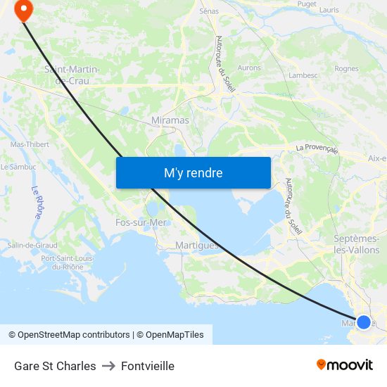 Gare St Charles to Fontvieille map