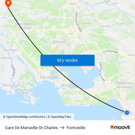 Gare De Marseille-St-Charles to Fontvieille map