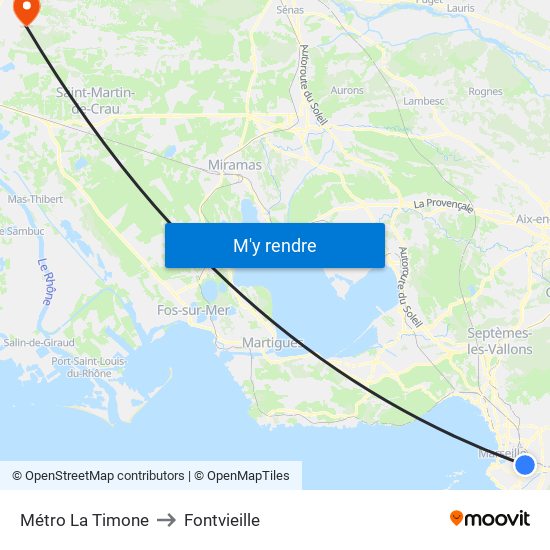 Métro La Timone to Fontvieille map