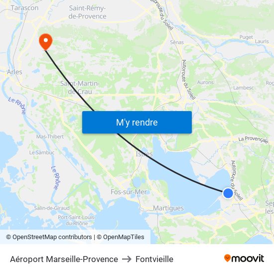 Aéroport Marseille-Provence to Fontvieille map