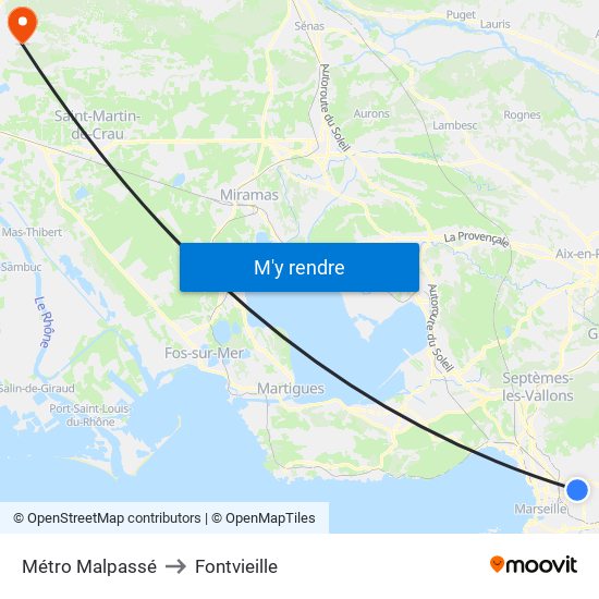 Métro Malpassé to Fontvieille map