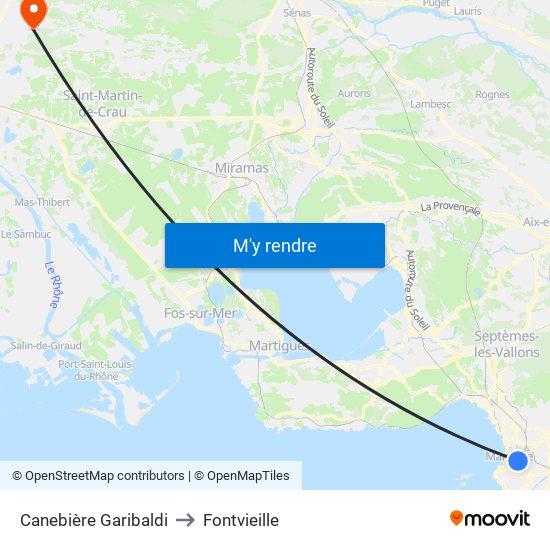 Canebière Garibaldi to Fontvieille map