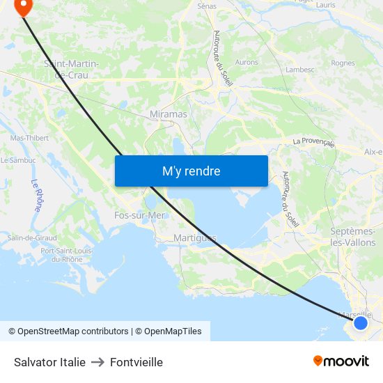 Salvator Italie to Fontvieille map