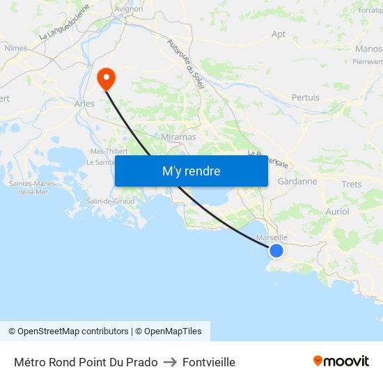 Métro Rond Point Du Prado to Fontvieille map