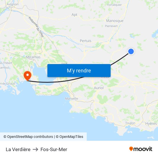 La Verdière to Fos-Sur-Mer map