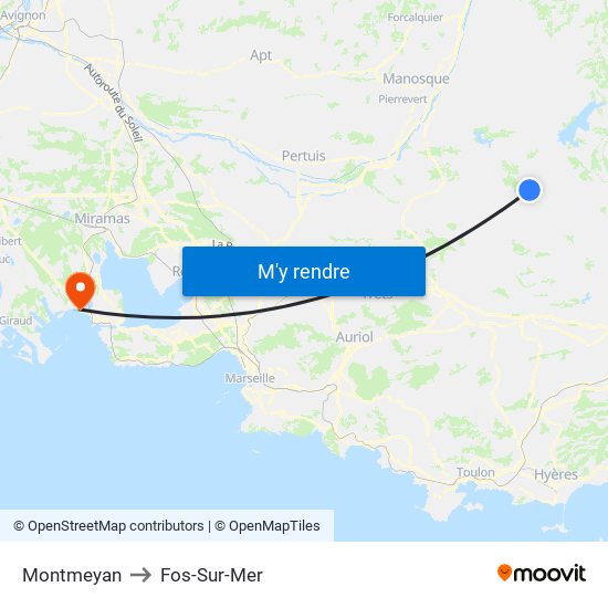 Montmeyan to Fos-Sur-Mer map